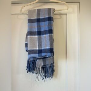 Lands End blue plaid scarf